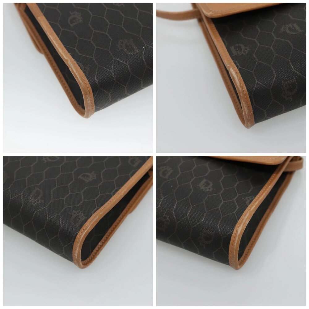 Christian Dior Honeycomb Canvas Shoulder Bag PVC Black Gold Auth BA558 - Picture 16 of 16